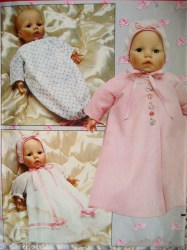 4638 BUTTERICK SWEET 18'' BABY DOLL NITIE SLIP DRESS COAT BONNET PATTERN